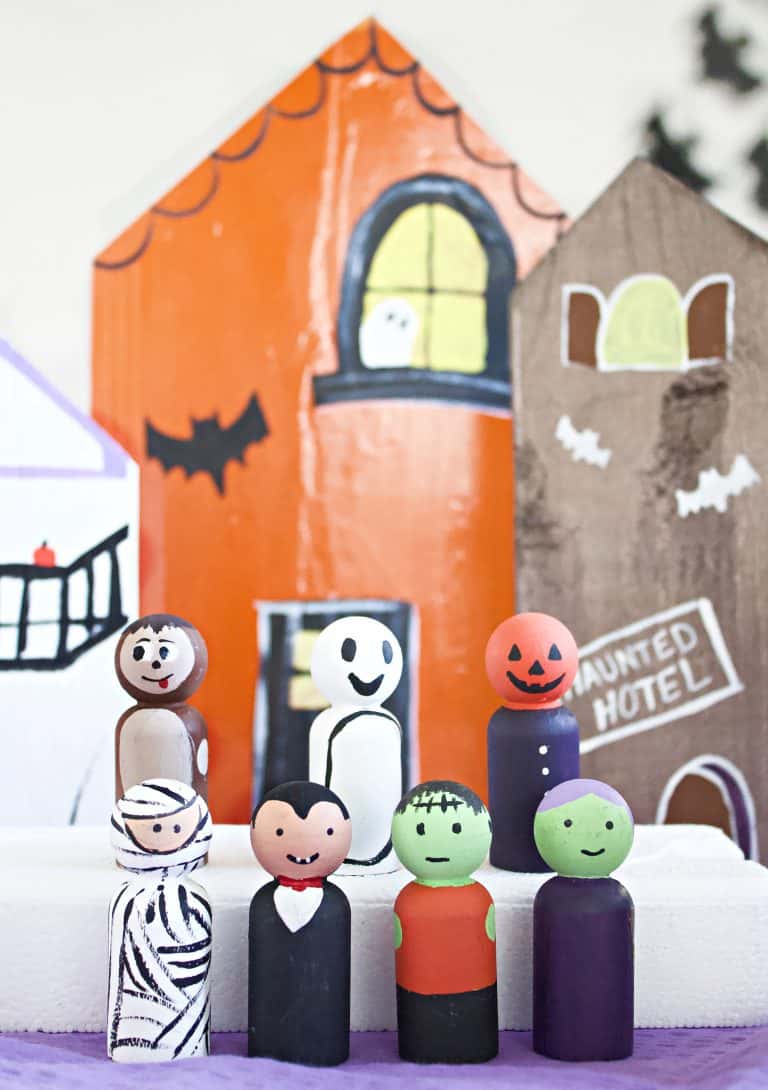 How to make an easy DIY Halloween Village for decor and kids play