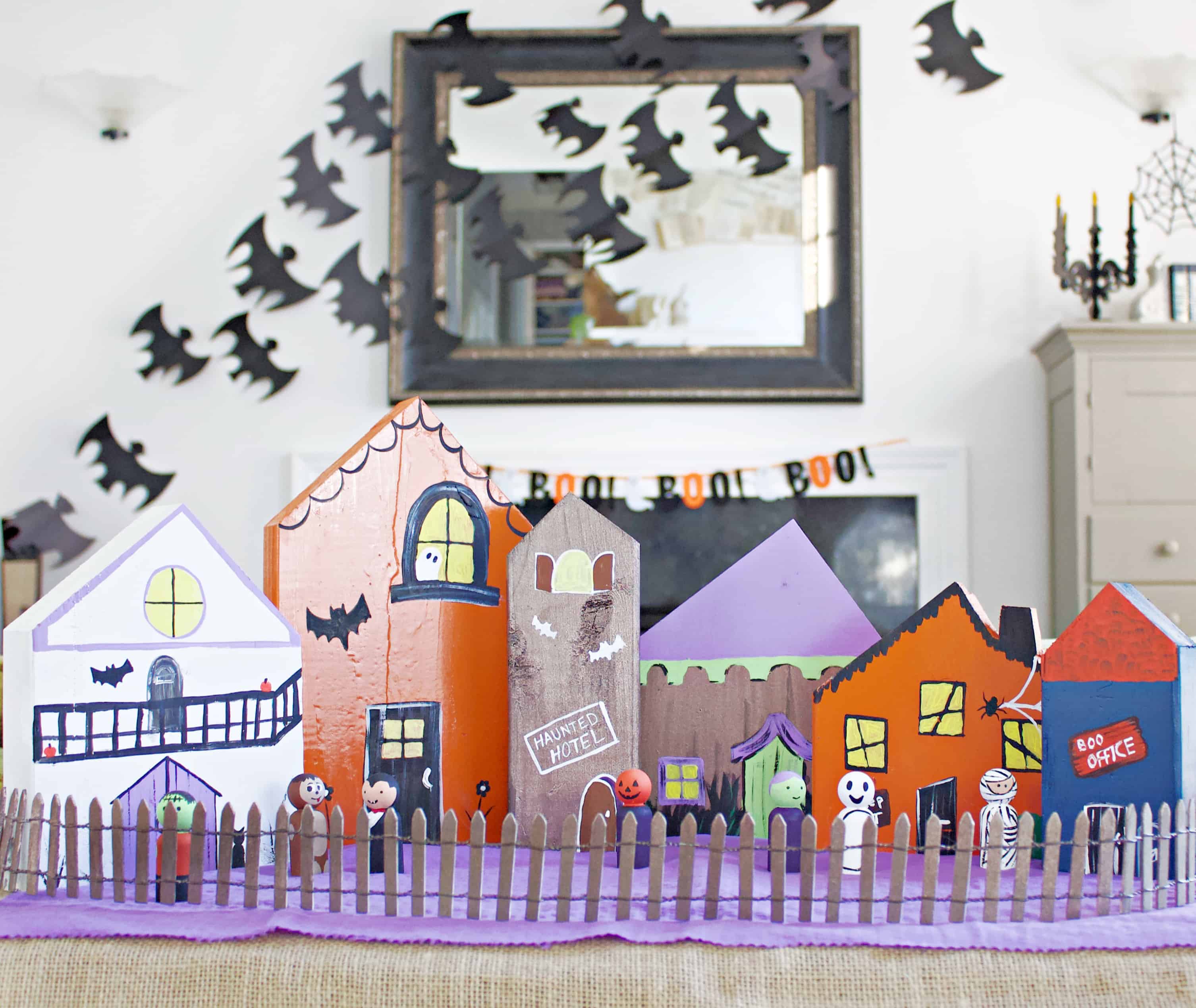 How to make an easy DIY Halloween Village for decor and kids play