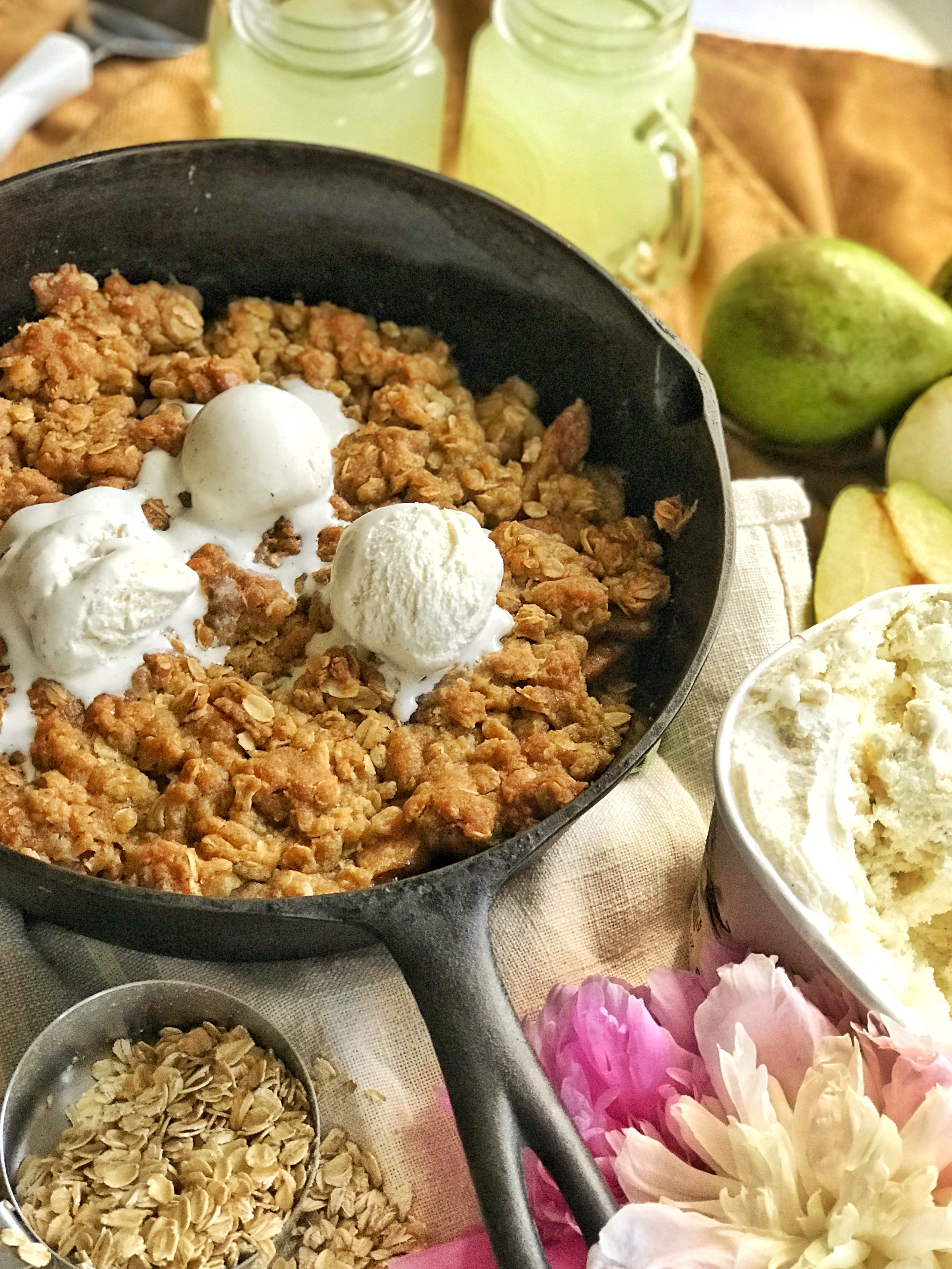 The Perfect Throw Together Pear Cobbler in your Cast Iron Skillet
