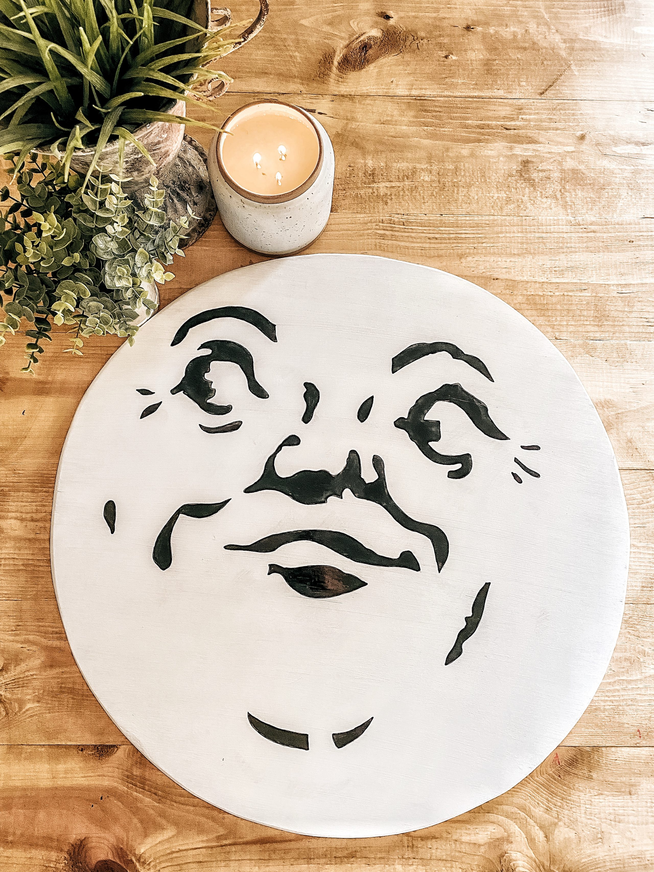 Halloween Man on the Moon Wood Round DIY (Free PDF Template)