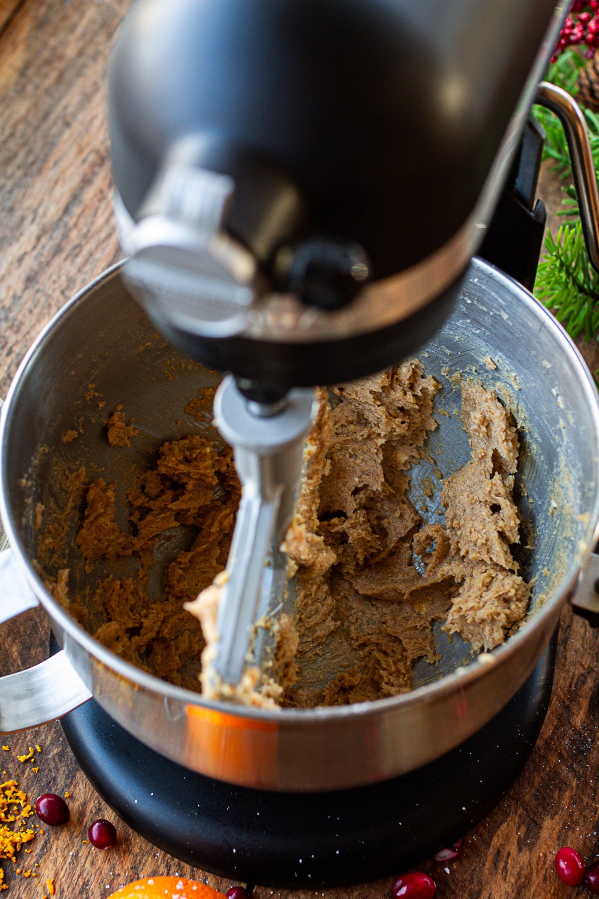 sugar and butter mixed in mixer.