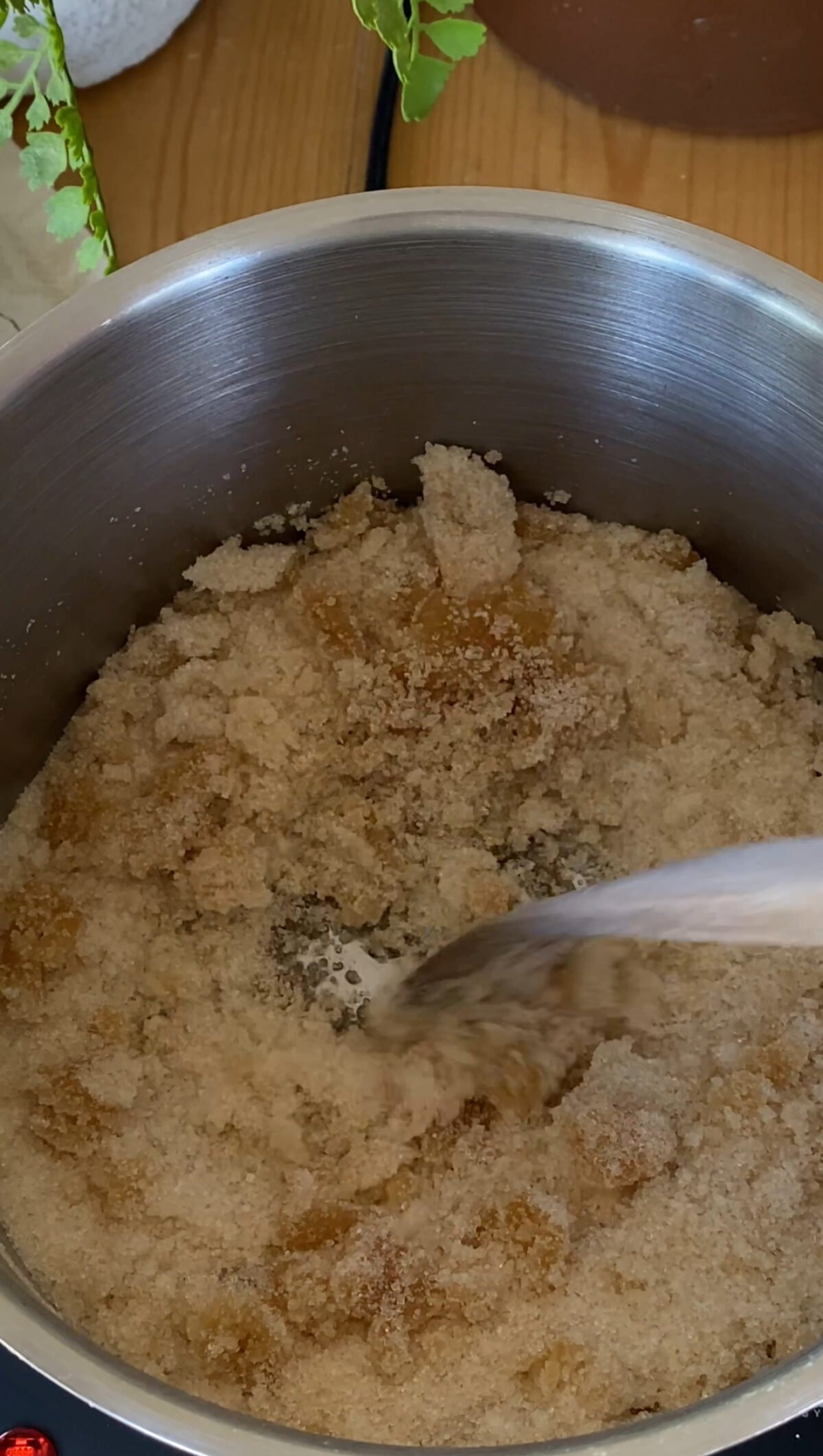 sugar in saucepan as the first ingredient in the caramel sauce recipe.