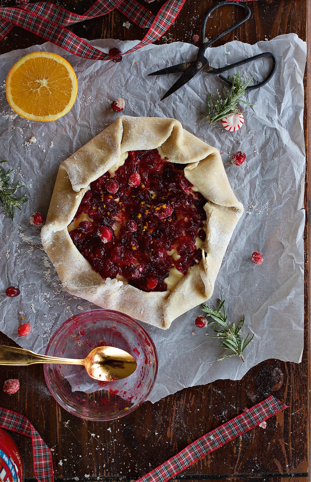 Unbaked tart on counter, assembled and ready to bake.