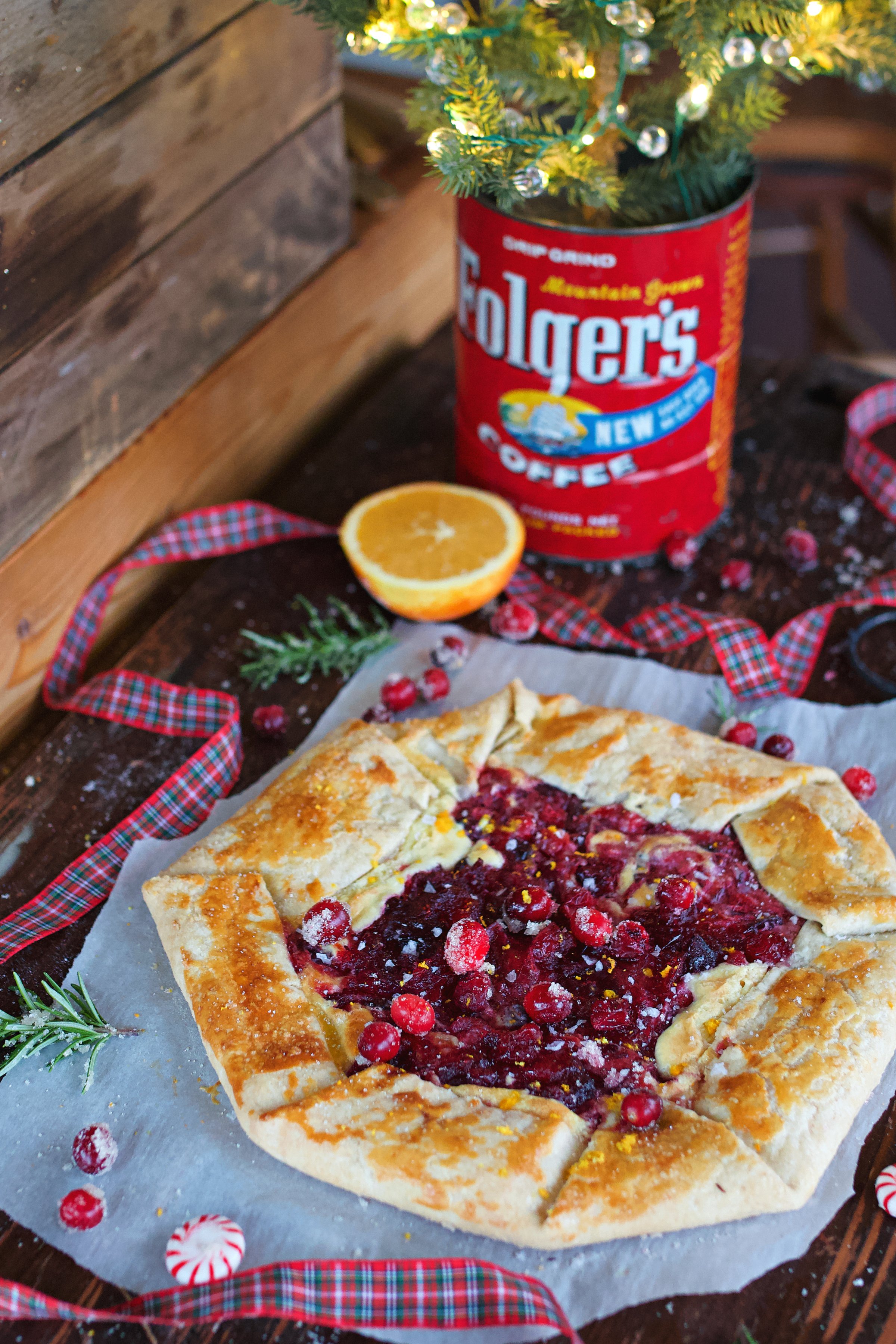Baked galette on counter ready to serve.