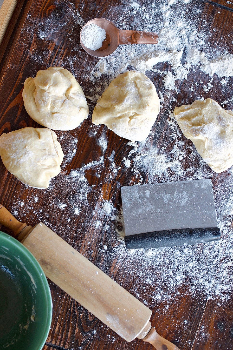Dough cut into sections for rolling and and twisting into stars.