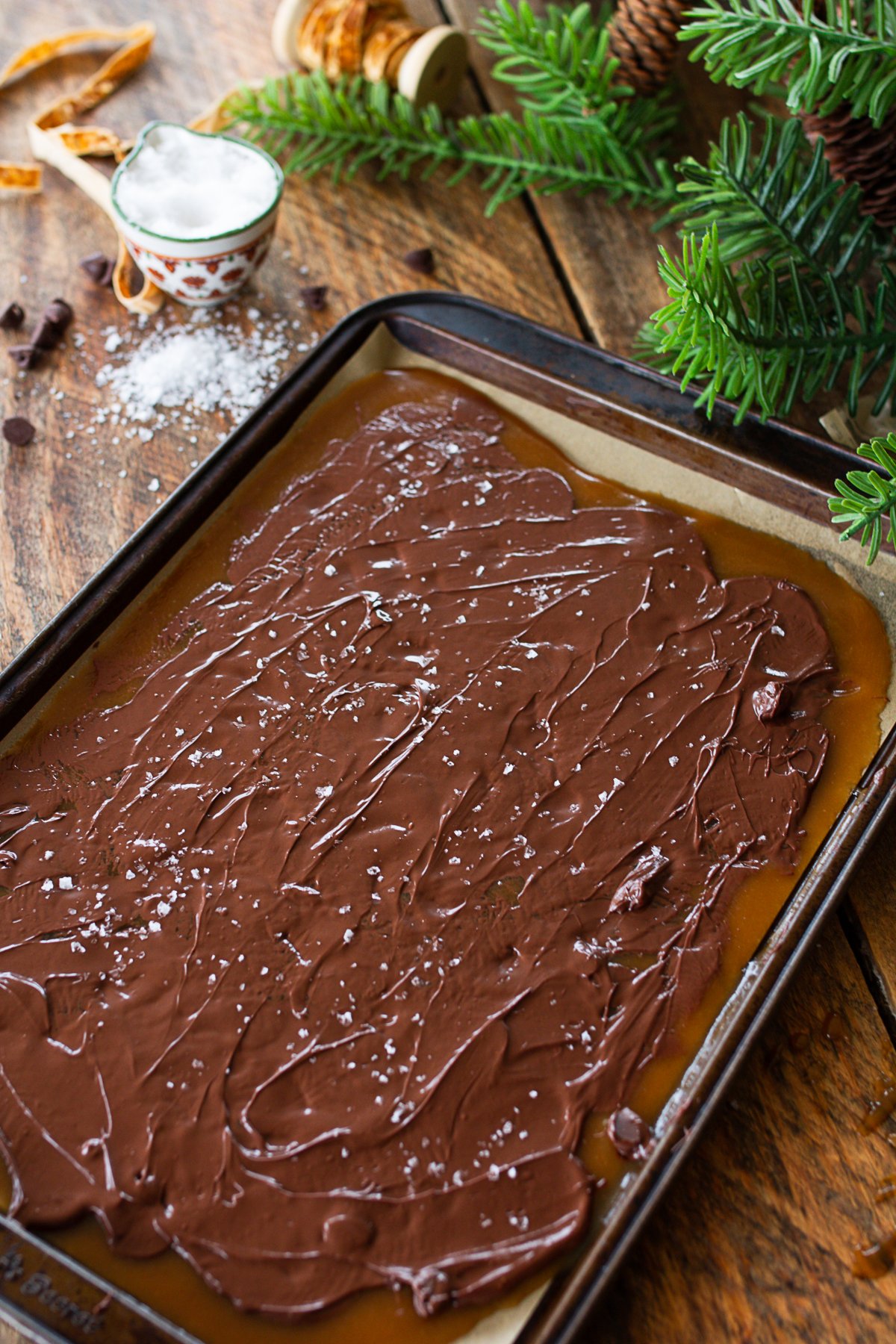 finished toffee on counter before breaking into pieces.