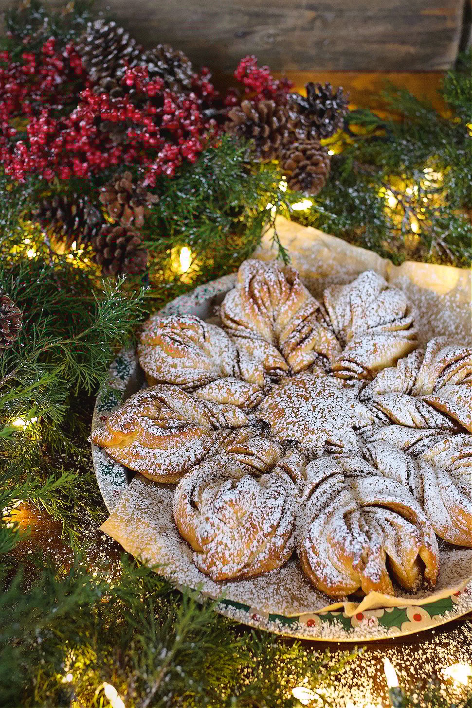 Christmas star bread ready for packaging for a Christmas gift.