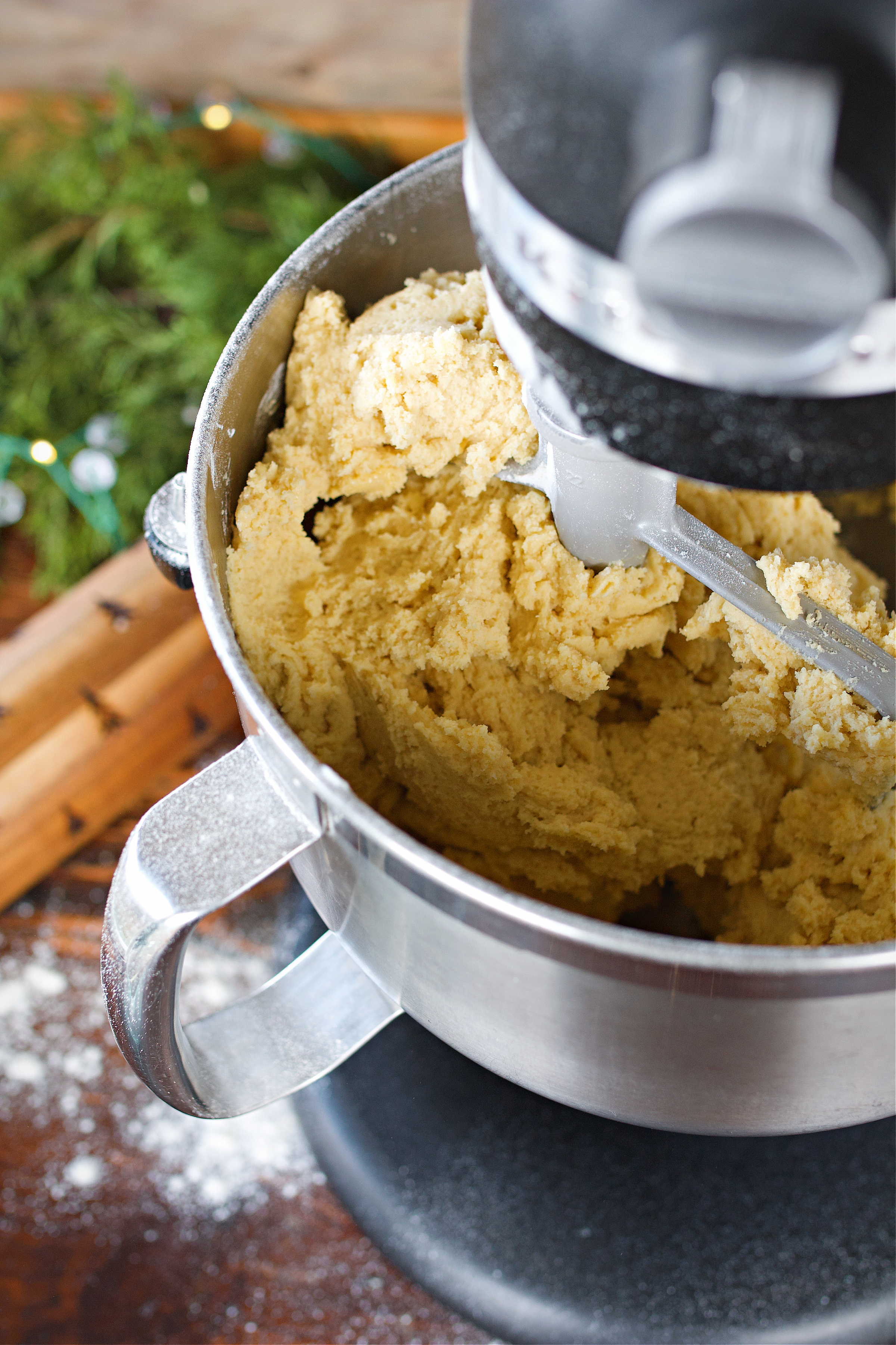 Dough fully mixed in kitchen Aid.