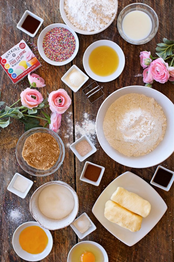 All ingredients for cookies flat lay.