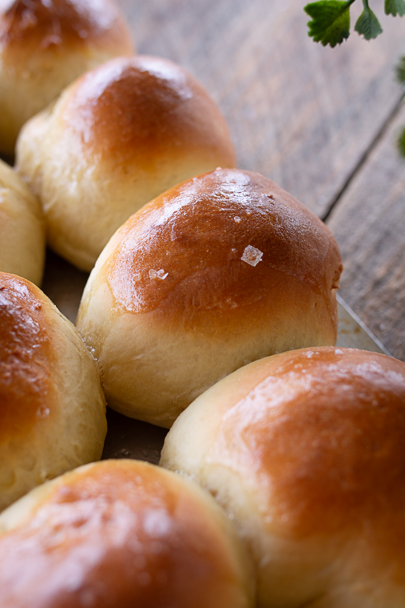 close up of baked rolls ready to serve. 