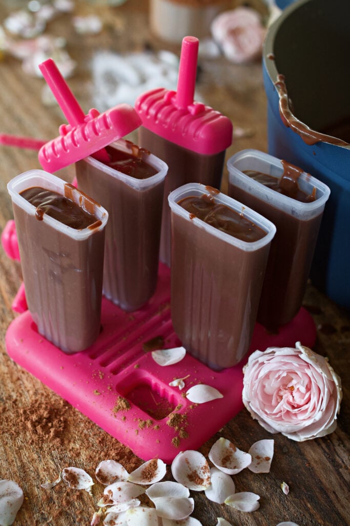 pudding poured into molds before freezing