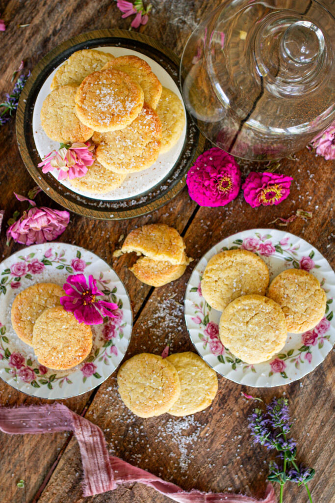 cream cheese cookies plated on a table