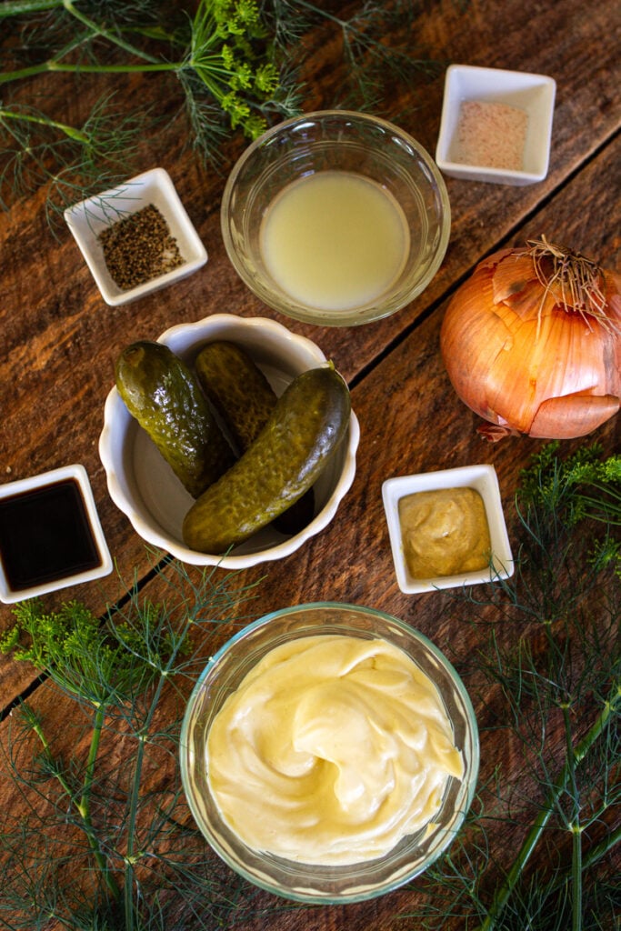 ingredients for making tartar sauce.