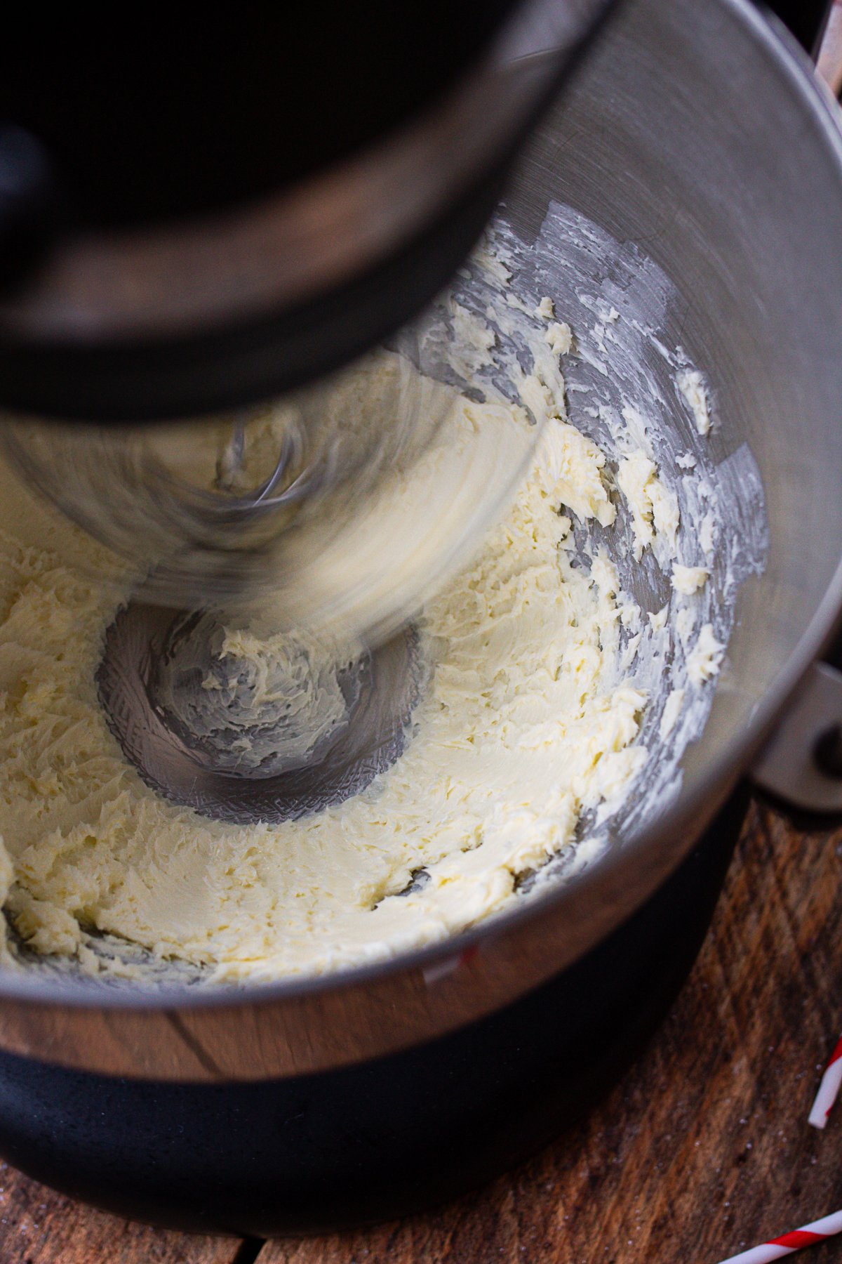 Kitchen Aid mixing butter for filling.