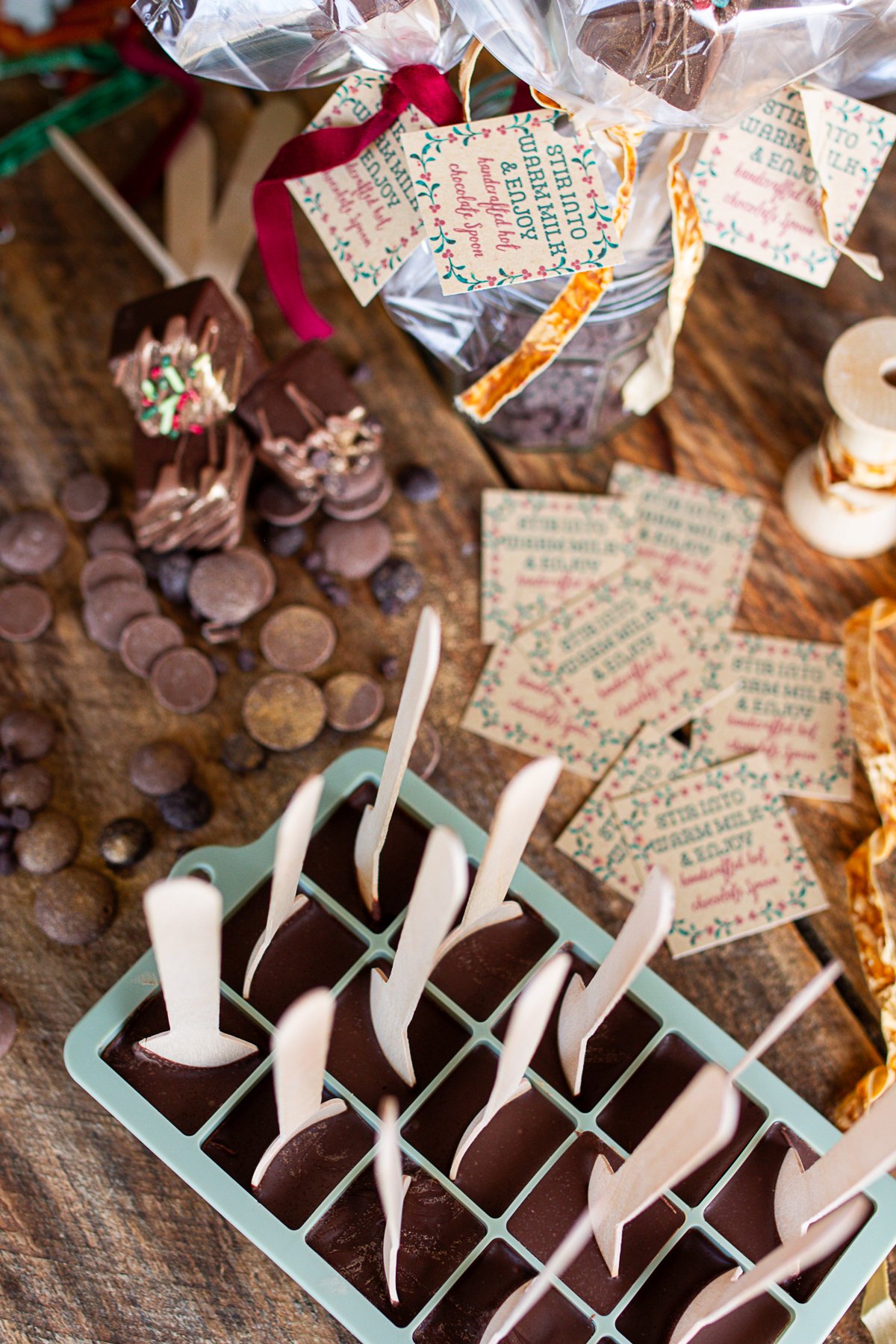 Hot cocoa spoons in silicone tray ready to pop out and decorate.