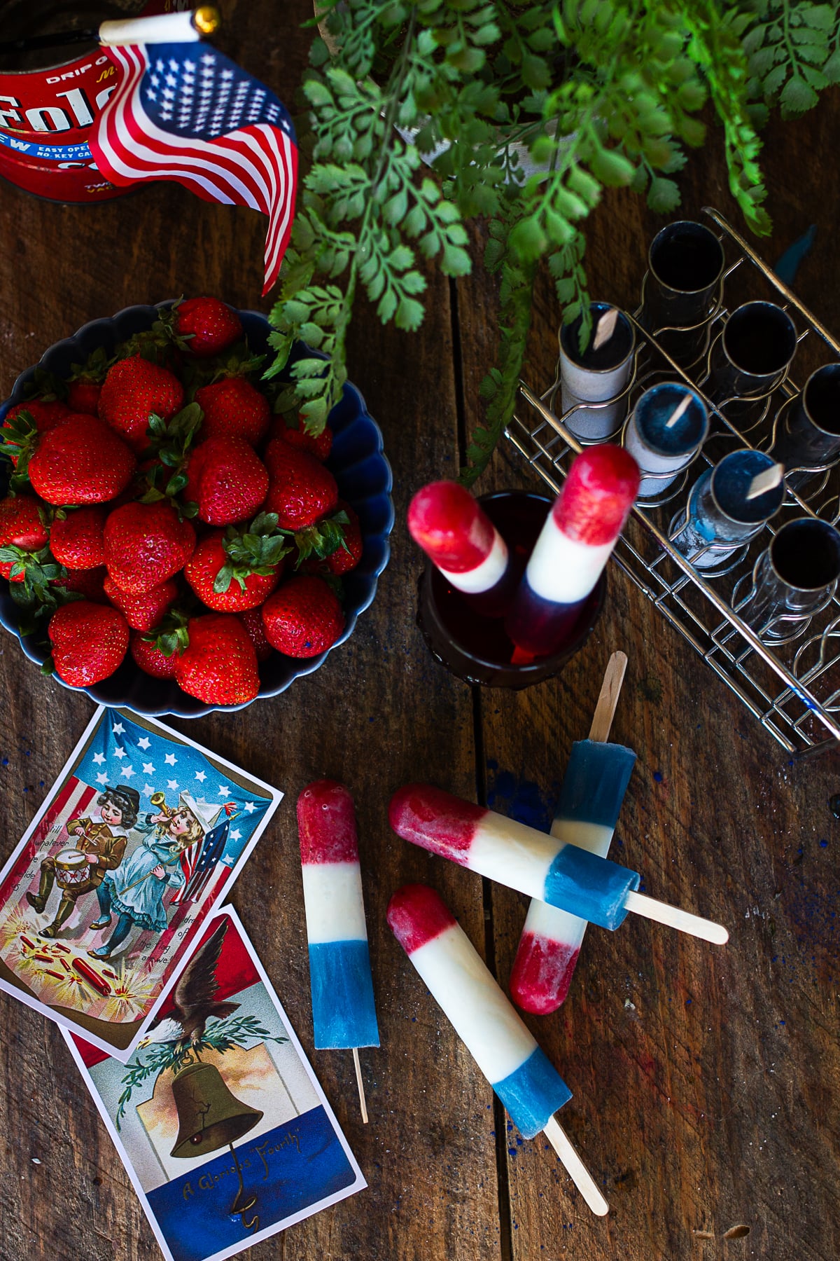 Bring back the magic of summertime childhood memories with these sweet, scratch-made rocket pops! By swapping out artificial dyes for fresh, sun-ripened summer strawberries and natural blue spirulina, you get a beautiful, festive treat that is bursting with pure fruit flavor and wholesome ingredients.
